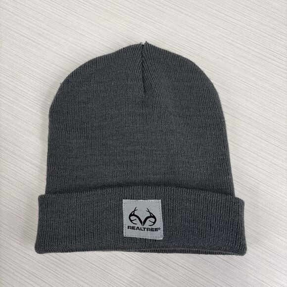 Realtree Brand Knit Cap Black Men's Beanie Hunting Hats Gray OSFM NWOT - Picture 1 of 4